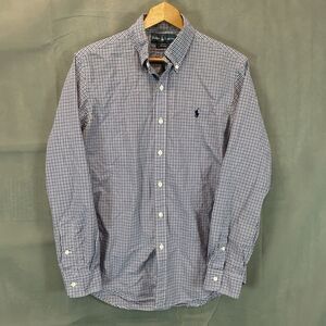 Polo Ralph Lauren Shirt Mens M Long Sleeve Purple White Grey Fine 2-Ply 100's